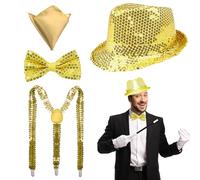 NebulaGlam Accessori Glitter da Uomo, Accessori per Costumi Discoteca Anni 70, Paillettes Accessori per Costumi Discoteca, per Serate Rave, Spettacoli Jazz, Hip-hop, Dance (D'oro)