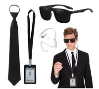 NebulaGlam Accessori per costumi da agente, Set di Costumi dei Servizi Segreti, Set di Accessori per Costumi da Uomo in Nero, Costumi di Carnevale per Adulti e Bambini