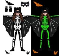 NebulaGlam Costume da Scheletro per Bambini, Costumi Halloweens Scheletro Bambini con Guanti e Mascherine, illuminano Albuio Halloweens Costume Scheletro per Halloweens Carnevales (130cm)