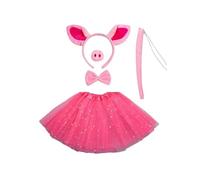 NebulaGlam Kit di 5 Pezzi Costume Animale Tutu Gonna, Maiale Set di Costumi Animali, Fascia per Capelli Maiale, Naso, Papillon, Coda, Gonna Tutù, per Bambino Carnevale Cosplay Party