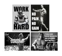 NebulaNova Arnold Schwarzenegger - Poster su tela, set da 4 pezzi, body building motivation, arte da parete per Gym, decorazione per ufficio, decorazioni, senza cornice, 30 x 45 cm