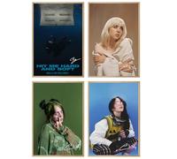 NebulaNova Billie - Set di 4 poster Eilish Ablum da parete, poster su tela, decorazione della stanza, regalo, senza cornice, 20 x 30 cm