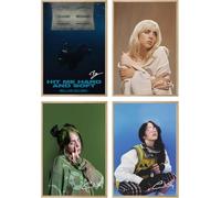 NebulaNova Billie - Set di 4 poster Eilish Ablum da parete, poster su tela, decorazione della stanza, regalo, senza cornice, 30 x 45 cm