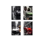 NebulaNova Poster di lusso per auto sportive, Supercar, estetica, moda, per bambini, casa, camera da letto, ufficio, dormitorio, decorazione stanza (4 pezzi, 20 x 30 cm)