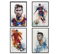 NebulaNova Ronaldo Poster Football Superstar Messi, Neymar and M Bape Set di 4 poster Messi, poster artistici, poster sportivi, celebrità, per soggiorno, decorazione della stanza Unframe12 x 18