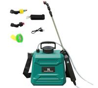 Nebulizzatore a Spalla 5/8 LT, Nebulizzatore Giardino a Batteria Con 3 Ugelli per Nebbia, Manico Ricaricabile USB e Bacchetta Retrattile, per Diserbo Spray Pulizia (Verde 8L)