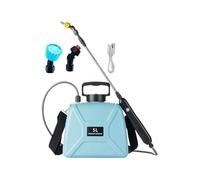 Nebulizzatore elettrico con 3 ugelli, pulitore ricaricabile | Spruzzatore per prato da 5 l, con tracolla, asta telescopica per il trattamento di auto, finestre, pavimento, piscina