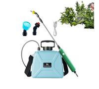 Nebulizzatore elettrico, strumento di irrigazione con 3 ugelli | Nebulizzatore da giardino ricaricabile, 5 l, con tracolla e lancia telescopica per pavimento, piscina, piante, finestre, auto