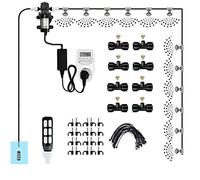 Nebulizzatore Giardino da Esterno con Pompa silenziosa 24v & timer, Kit di nebulizzazione con filtro, Sisteme di Raffreddamento for Patio, Sisteme Irrigazione Giardi(Size:18m/59ft tube + 26 nozzles)