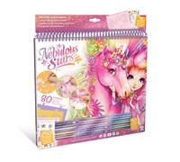Nebulous Stars 11373 - Sketchbook Lilyaz & Viviaz, Set di Libri da colorare con 35 Pagine illustrate in Rosa, Stencil con 80 Motivi, 4 Immagini da Cancellare, 250 Adesivi e 12 matite Colorate