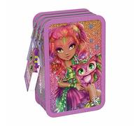 Nebulous Stars - Astuccio fucsia di Hazelia a 3 scomparti con pastelli, pennarelli e cancelleria per bambine scuola primaria