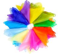 NEBURORA 12 pezzi Sciarpe da giocoliere quadrate colorate per danza, trucchi di magia, spettacoli, accessori, musica, movimento, 12 colori