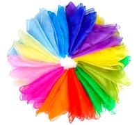 NEBURORA 24 pezzi Sciarpe da giocoliere quadrate colorate per danza, trucchi di magia, spettacoli, musica, movimento, accessori, 12 colori