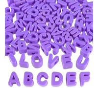 NEBURORA 78 pezzi Ciondoli a forma di lettera con foro grande, Violet | Perline con lettere per ciondoli per borse, perline dell'alfabeto per braccialetti, lettere grosse in acrilico dalla A alla Z