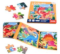 NEBURORA 97 pezzi Dinosauri Puzzle magnetici per bambini piccoli, giocattoli educativi da viaggio per età 2-5, giocattolo di attività per l'apprendimento prescolare, regali di compleanno per bambini