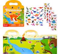 NEBURORA Libro di adesivi gonfi riutilizzabili per bambini, 88 pezzi di adesivi di dinosauri, attività di viaggio per bambini e giocattolo educativo di apprendimento