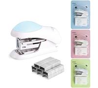 NEBURORA Mini cucitrice da tavolo senza sforzo con 400 punti metallici standard 24/6, capacità di 2-24 fogli, include uno staccapunti incorporato, regalo carino per la cucitrice (Blue)