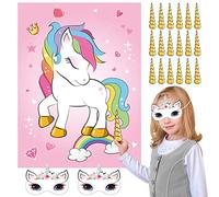 NEBURORA Pin The Horn on The Unicorn Gioco per feste di compleanno con 30 corni per forniture per feste bomboniere ragazze arcobaleno decorazioni per feste di Natale decorazioni per la casa