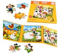 NEBURORA Puzzle magnetici per bambini piccoli, giocattoli educativi da viaggio, attività con auto e aereo, 48 pezzi Puzzle magnetici didattici per viaggi su strada, regali di compleanno per bambini