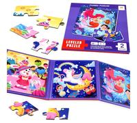 NEBURORA Puzzle magnetici per bambini piccoli, giocattoli educativi da viaggio, attività con auto e aereo, 48 pezzi Puzzle magnetici didattici per viaggi su strada, regali di compleanno per bambini