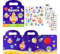 NEBURORA Sticker Scenes Book per bambini di 3-4 anni, bambine e bambini piccoli,88 pezzi di adesivi riutilizzabili Space Jelly,gioco di adesivi gonfi, giocattolo educativo sensoriale di apprendimento