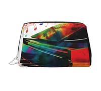 Neceser de cuero con diseño de teclado de piano colorido, impermeable, organizador de cosméticos, pequeño neceser con cremallera, neceser de viaje portátil para mujeres y niñas.