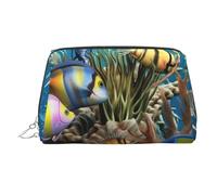 Neceser de maquillaje 3D con estampado de pez marino, impermeable, organizador de cosméticos, pequeño neceser con cremallera, portátil, ideal para viajes, para mujeres y niñas.