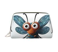 Neceser de maquillaje de cuero con alas de insecto, impermeable, organizador de cosméticos, pequeño neceser con cremallera, neceser de viaje portátil para mujeres y niñas.