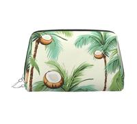 Neceser de maquillaje de cuero con estampado de cocotero, impermeable, organizador de cosméticos pequeño con cremallera, neceser de viaje portátil para mujeres y niñas.