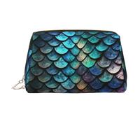Neceser de maquillaje de cuero con estampado de escamas de dragón mágico 3D, impermeable, organizador de cosméticos, pequeño neceser con cremallera, neceser de viaje portátil para mujeres y niñas.