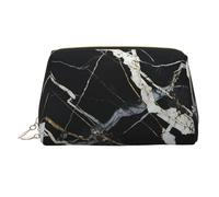 Neceser de maquillaje de cuero con estampado de mármol blanco y negro, impermeable, organizador de cosméticos, pequeño neceser con cremallera, neceser de viaje portátil para mujeres y niñas.
