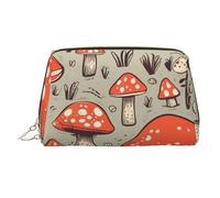 Neceser de maquillaje de cuero con estampado de setas de dibujos animados, impermeable, organizador de cosméticos, pequeño neceser con cremallera, neceser de viaje portátil para mujeres y niñas.