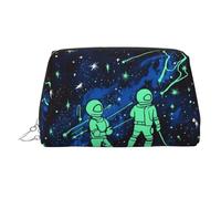 Neceser de maquillaje de cuero que brilla en la oscuridad, impermeable, organizador de cosméticos, pequeño neceser con cremallera, neceser de viaje portátil para mujeres y niñas.