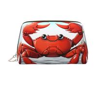 Neceser de maquillaje de piel con diseño de cangrejo de dibujos animados, impermeable, organizador de cosméticos, pequeño neceser con cremallera, neceser de viaje portátil para mujeres y niñas.