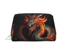 Neceser de maquillaje de piel con diseño de dragón chino, impermeable, organizador de cosméticos, pequeño neceser con cremallera, neceser de viaje portátil para mujeres y niñas.