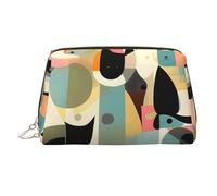 Neceser de maquillaje de piel con diseño de gato de estilo moderno de mediados de siglo, impermeable, organizador de cosméticos, pequeño neceser con cremallera, neceser de viaje portátil para mujeres