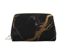 Neceser de maquillaje de piel con efecto mármol negro y dorado, impermeable, organizador de cosméticos, pequeño neceser con cremallera, neceser de viaje portátil para mujeres y niñas.