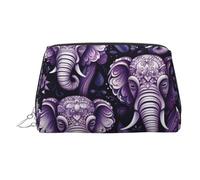Neceser de maquillaje de piel con forma de elefante de dibujos animados, impermeable, organizador de cosméticos, pequeño neceser con cremallera, neceser de viaje portátil para mujeres y niñas.