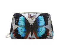 Neceser de maquillaje de piel con forma de mariposa, impermeable, organizador de cosméticos, pequeño neceser con cremallera, neceser de viaje portátil para mujeres y niñas.