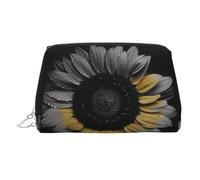 Neceser de maquillaje de piel negra con diseño de girasol, impermeable, organizador de cosméticos, pequeño neceser con cremallera, neceser de viaje portátil para mujeres y niñas.