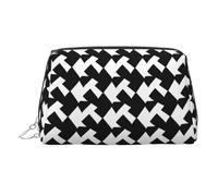 Neceser de maquillaje de piel negra con estampado de pata de gallo, impermeable, organizador de cosméticos, pequeño neceser con cremallera, neceser de viaje portátil para mujeres y niñas.