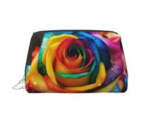 Neceser de maquillaje de piel Rainbow Rose, impermeable, organizador de cosméticos, pequeño neceser con cremallera, neceser de viaje portátil para mujeres y niñas.