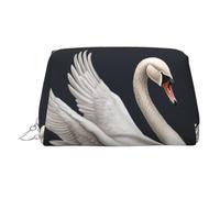 Neceser de maquillaje de piel White Swan, impermeable, organizador de cosméticos, pequeño neceser con cremallera, neceser de viaje portátil para mujeres y niñas.