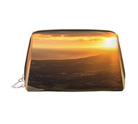 Neceser de piel con estampado de amanecer sobre Hawái, impermeable, organizador de cosméticos, pequeño neceser con cremallera, neceser de viaje portátil para mujeres y niñas.