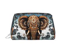 Neceser de piel con estampado de elefante, impermeable, organizador de cosméticos, pequeño neceser con cremallera, neceser de viaje portátil para mujeres y niñas.