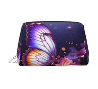 Neceser de piel con forma de mariposa morada, impermeable, organizador de cosméticos, pequeño neceser con cremallera, neceser de viaje portátil para mujeres y niñas.