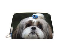 Neceser de piel con forma de perro Shih Tzu, impermeable, organizador de cosméticos, pequeño neceser con cremallera, portátil, para viajes, ideal para mujeres y niñas.