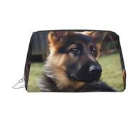 Neceser de piel de cachorro de pastor alemán, impermeable, organizador de cosméticos, pequeño neceser con cremallera, neceser de viaje portátil para mujeres y niñas.