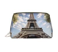 Neceser de piel impermeable con forma de la Torre Eiffel, monumento de París, organizador de cosméticos pequeño con cremallera, neceser de viaje portátil para mujeres y niñas.