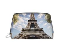 Neceser de piel impermeable con forma de la Torre Eiffel, monumento de París, organizador de cosméticos pequeño con cremallera, neceser de viaje portátil para mujeres y niñas.